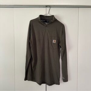 Carhartt Olive Green Relaxed-Fit Quarter-Zip Pullover